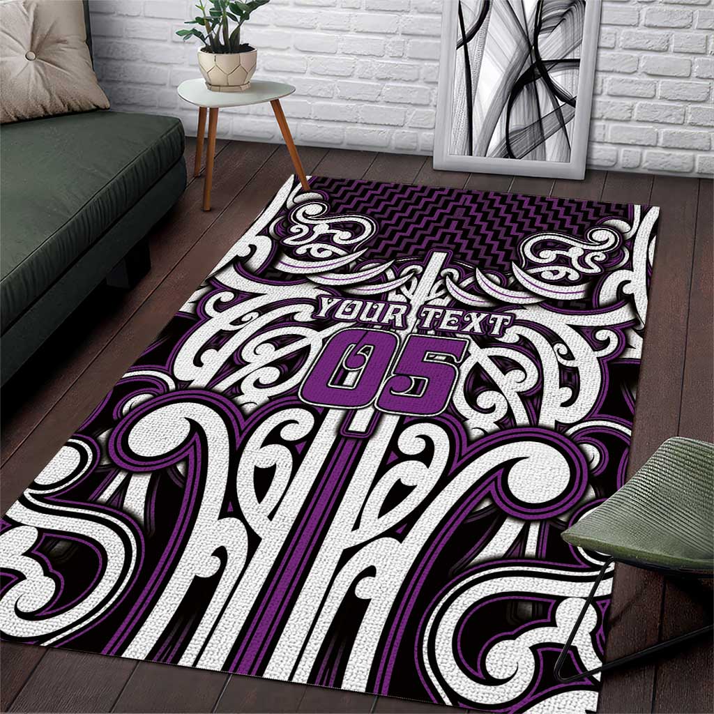 Custom Aotearoa Rangitane Area Rug Maori Tribal Pattern Mix Poutama LT05 Purple - Polynesian Pride
