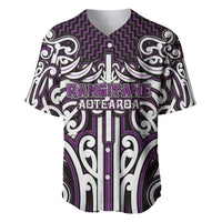 Custom Aotearoa Rangitane Baseball Jersey Maori Tribal Pattern Mix Poutama LT05 Purple - Polynesian Pride