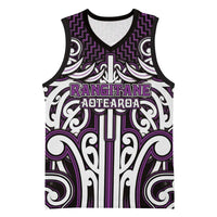 Custom Aotearoa Rangitane Basketball Jersey Maori Tribal Pattern Mix Poutama LT05 Unisex Purple - Polynesian Pride