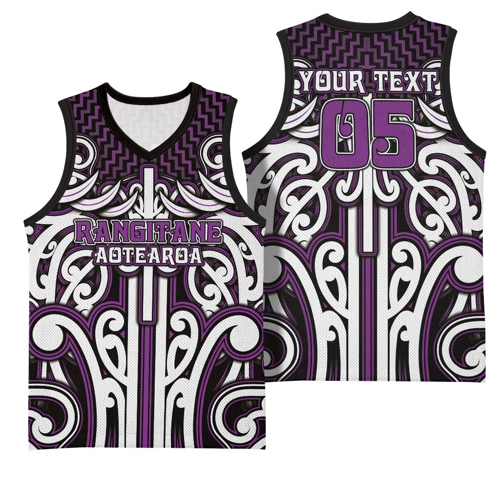 Custom Aotearoa Rangitane Basketball Jersey Maori Tribal Pattern Mix Poutama LT05 - Polynesian Pride