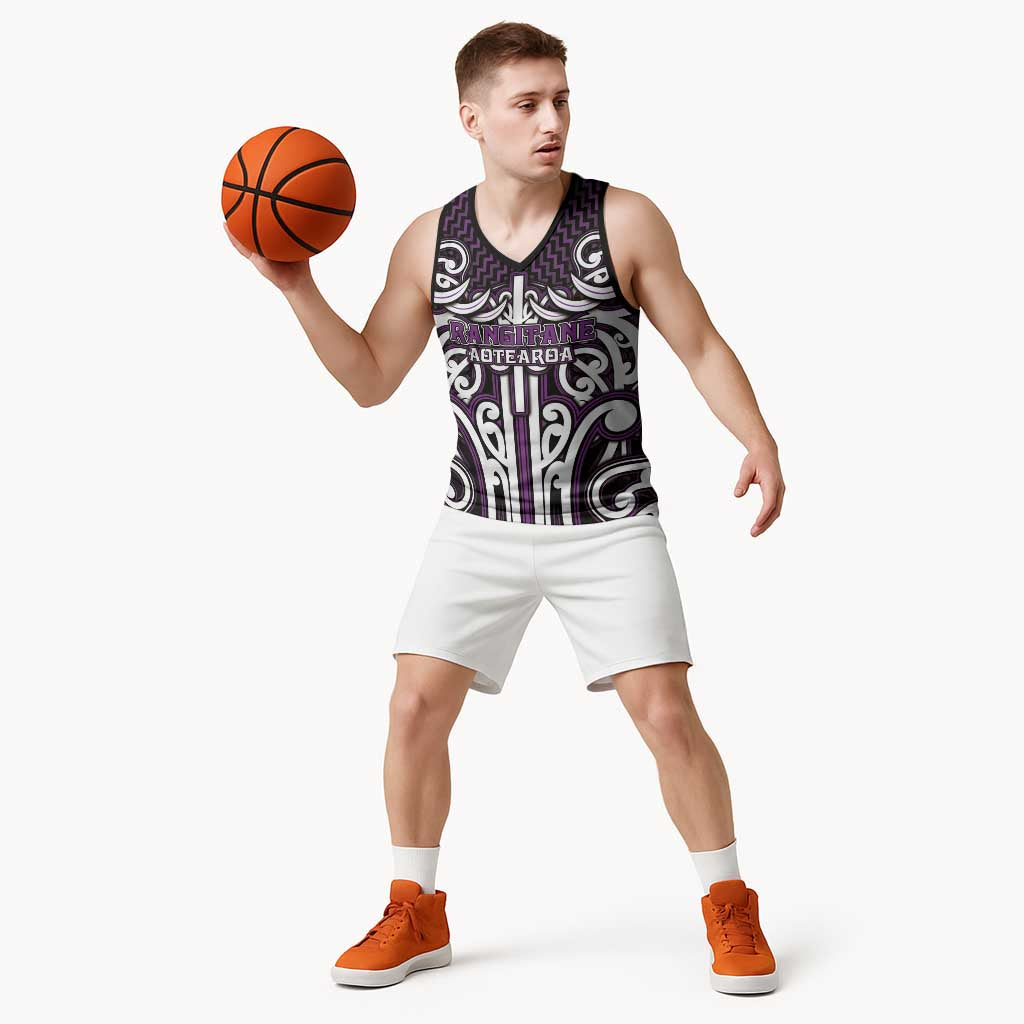 Custom Aotearoa Rangitane Basketball Jersey Maori Tribal Pattern Mix Poutama LT05 - Polynesian Pride