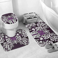 Custom Aotearoa Rangitane Bathroom Set Maori Tribal Pattern Mix Poutama LT05 Mat Set Only (3 pcs) One Size Purple - Polynesian Pride