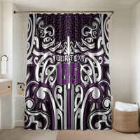 Custom Aotearoa Rangitane Bathroom Set Maori Tribal Pattern Mix Poutama LT05 Shower Curtain Only Purple - Polynesian Pride