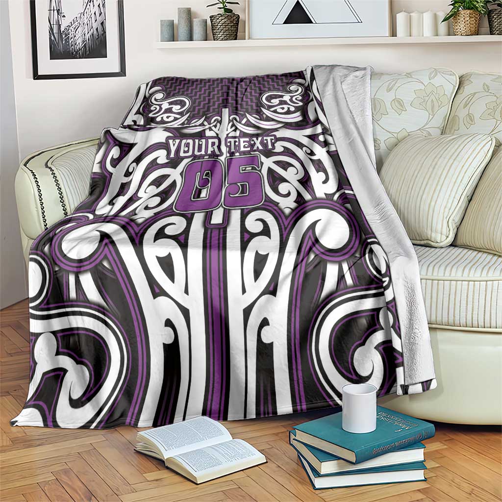 Custom Aotearoa Rangitane Blanket Maori Tribal Pattern Mix Poutama LT05 Purple - Polynesian Pride