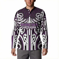 Custom Aotearoa Rangitane Button Sweatshirt Maori Tribal Pattern Mix Poutama