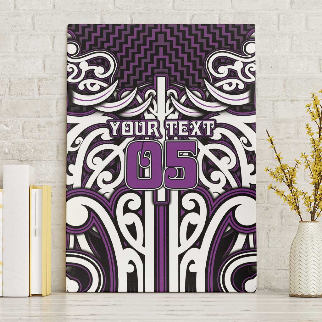 Custom Aotearoa Rangitane Canvas Wall Art Maori Tribal Pattern Mix Poutama LT05 Without Frame Purple - Polynesian Pride