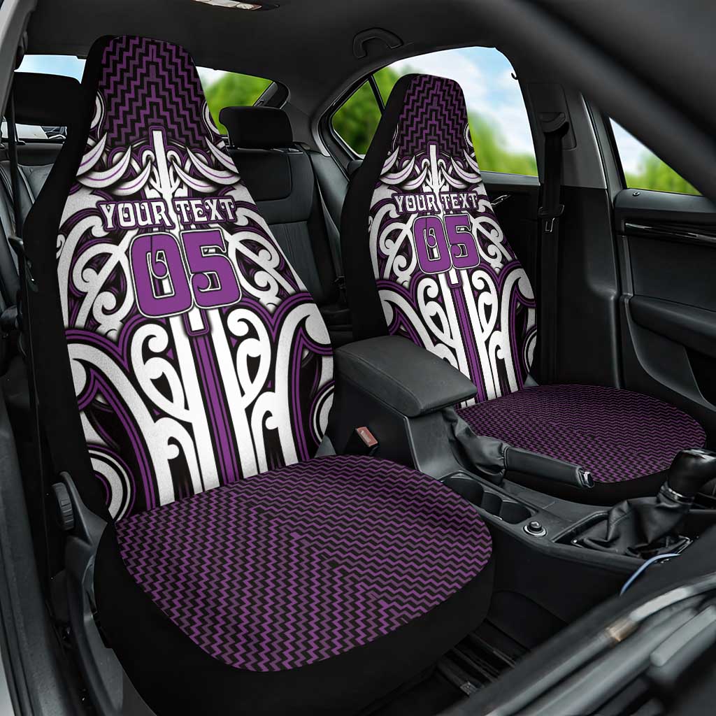 Custom Aotearoa Rangitane Car Seat Cover Maori Tribal Pattern Mix Poutama LT05 One Size Purple - Polynesian Pride