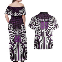 Custom Aotearoa Rangitane Couples Matching Off Shoulder Maxi Dress and Hawaiian Shirt Maori Tribal Pattern Mix Poutama LT05 - Polynesian Pride