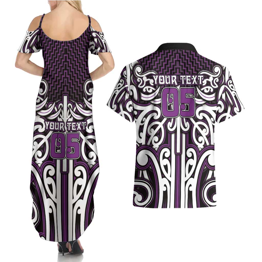 Custom Aotearoa Rangitane Couples Matching Summer Maxi Dress and Hawaiian Shirt Maori Tribal Pattern Mix Poutama LT05 - Polynesian Pride