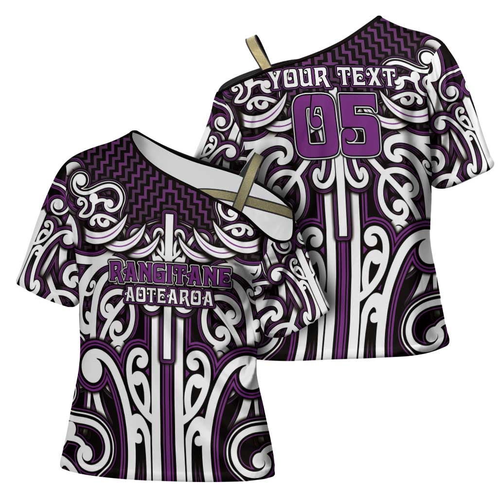 Custom Aotearoa Rangitane Cross Shoulder Shirt Maori Tribal Pattern Mix Poutama LT05 - Polynesian Pride