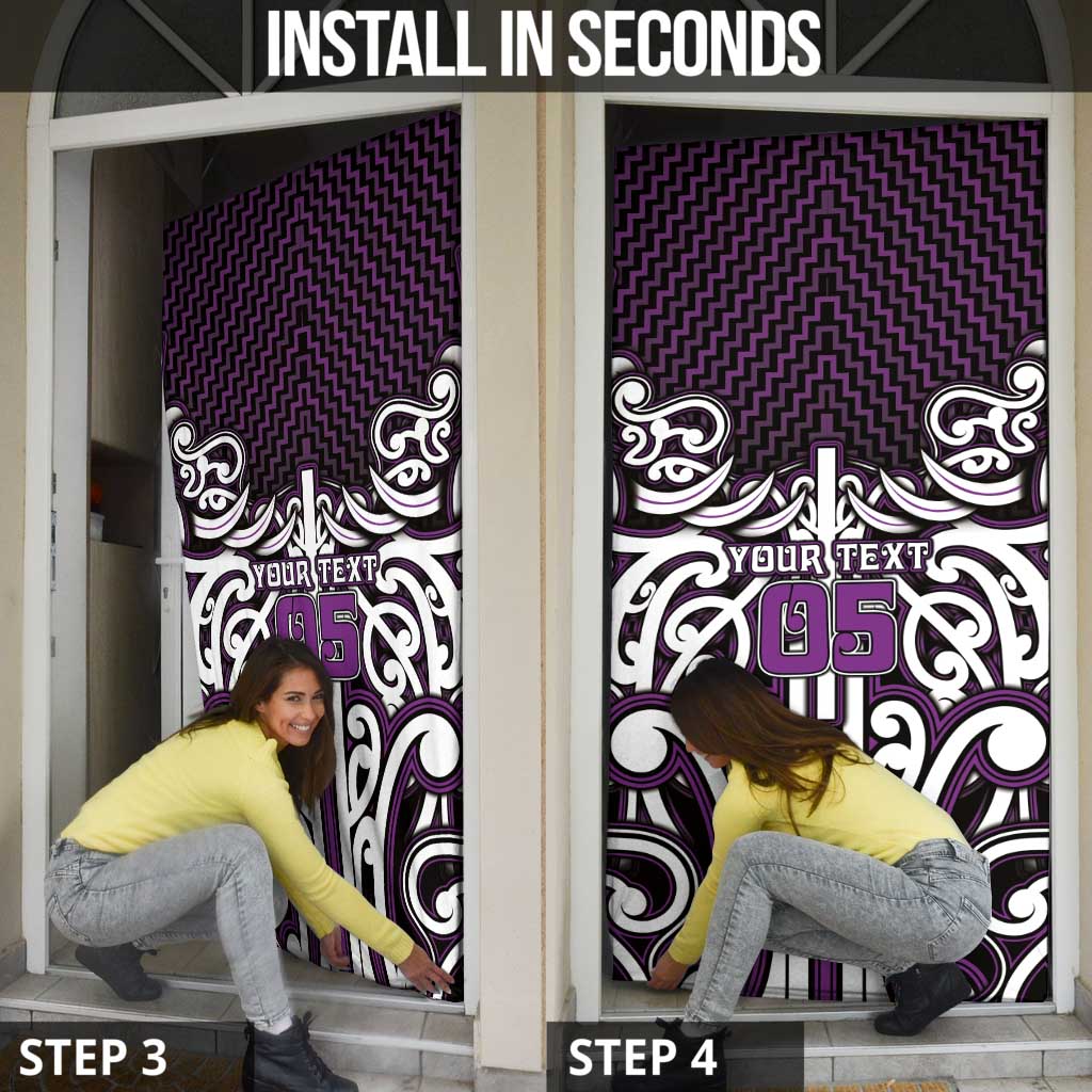 Custom Aotearoa Rangitane Door Cover Maori Tribal Pattern Mix Poutama LT05 - Polynesian Pride