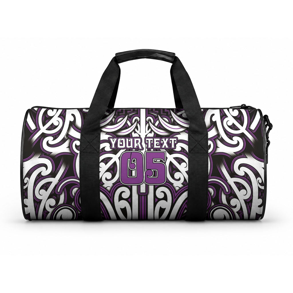 Custom Aotearoa Rangitane Duffle Bag Maori Tribal Pattern Mix Poutama LT05 One size Purple - Polynesian Pride