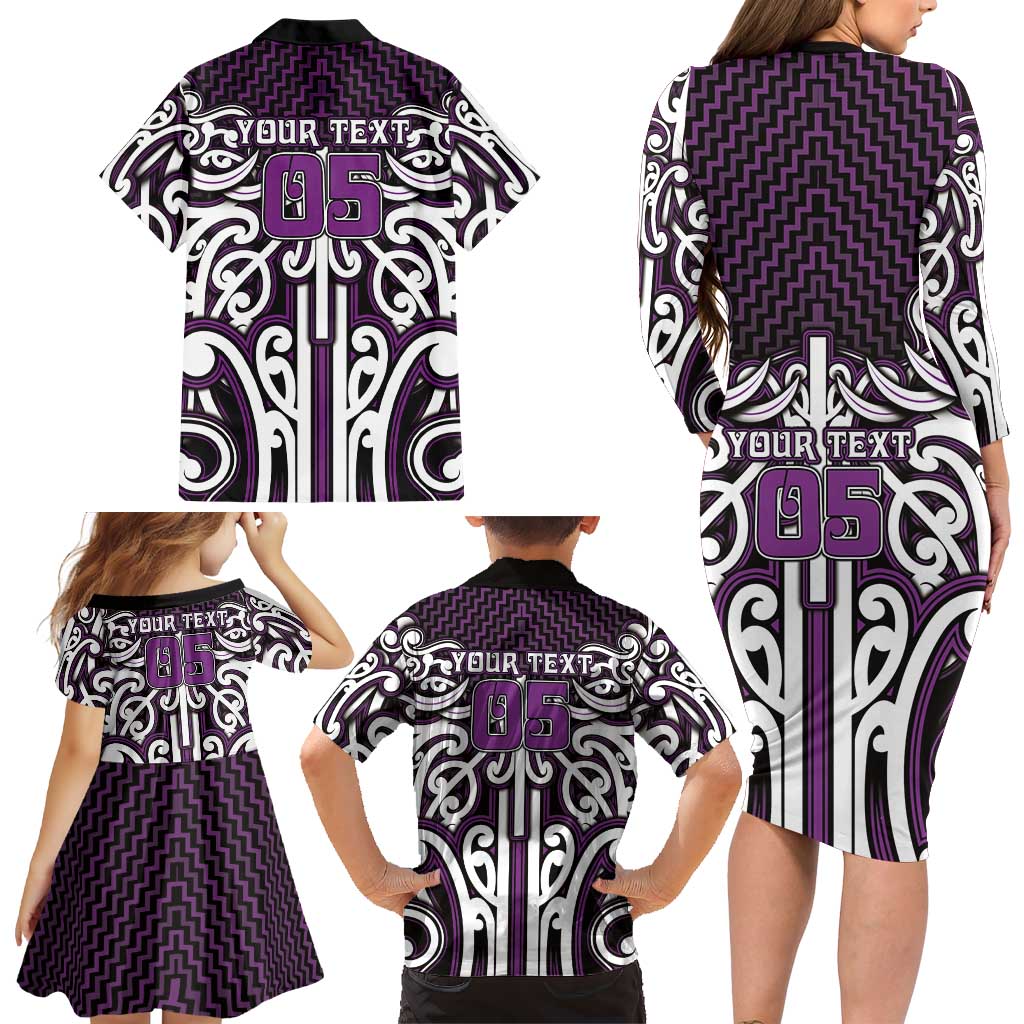 Custom Aotearoa Rangitane Family Matching Long Sleeve Bodycon Dress and Hawaiian Shirt Maori Tribal Pattern Mix Poutama