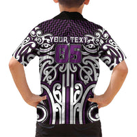 Custom Aotearoa Rangitane Family Matching Off The Shoulder Long Sleeve Dress and Hawaiian Shirt Maori Tribal Pattern Mix Poutama