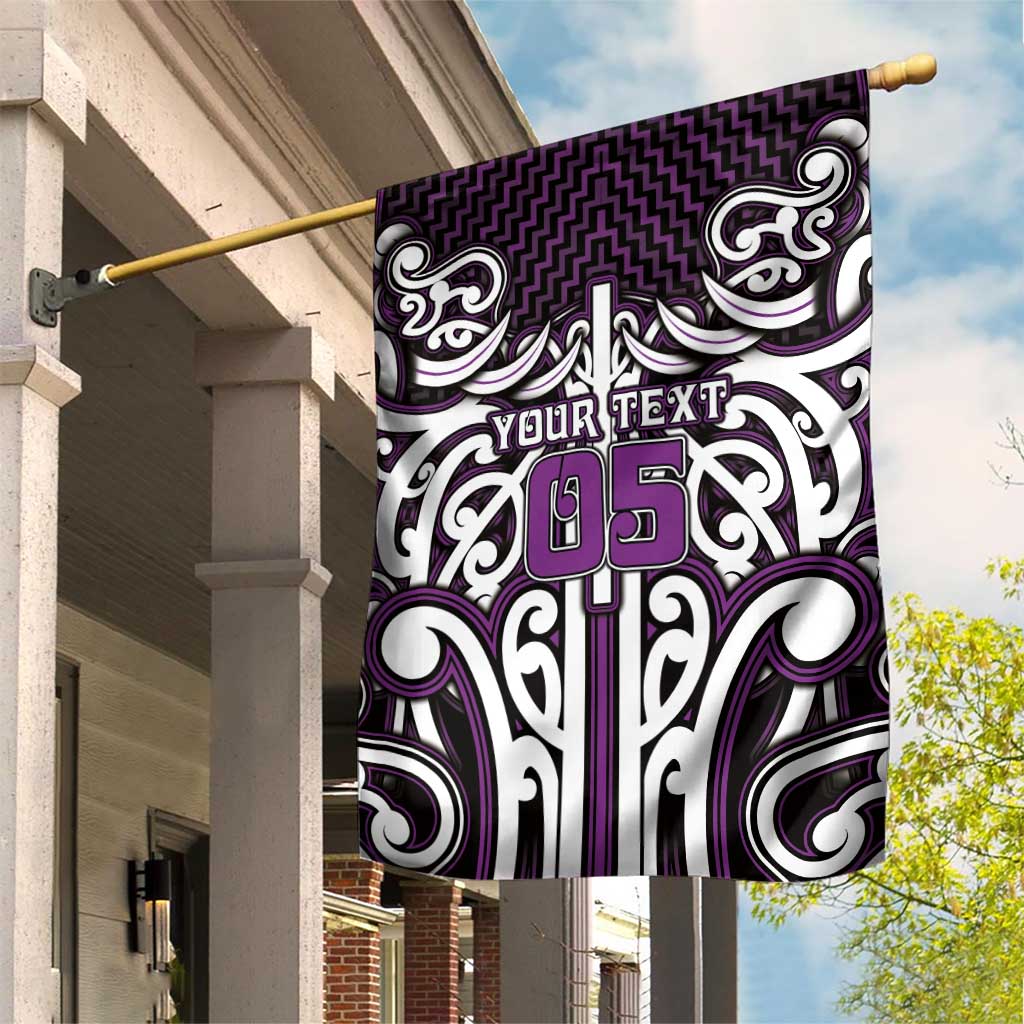 Custom Aotearoa Rangitane Garden Flag Maori Tribal Pattern Mix Poutama LT05 House Flag Purple - Polynesian Pride