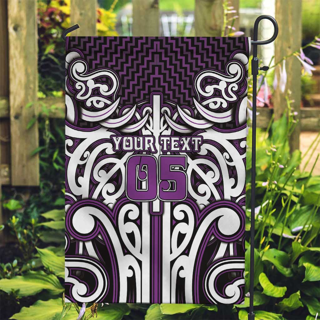 Custom Aotearoa Rangitane Garden Flag Maori Tribal Pattern Mix Poutama LT05 Garden Flag Purple - Polynesian Pride