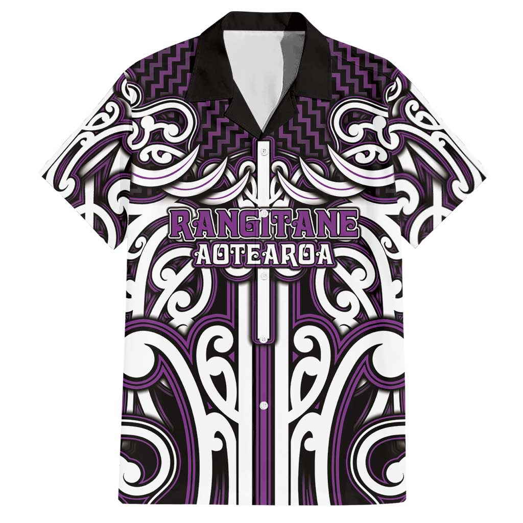 Custom Aotearoa Rangitane Hawaiian Shirt Maori Tribal Pattern Mix Poutama LT05 Purple - Polynesian Pride