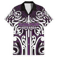 Custom Aotearoa Rangitane Hawaiian Shirt Maori Tribal Pattern Mix Poutama LT05 Purple - Polynesian Pride