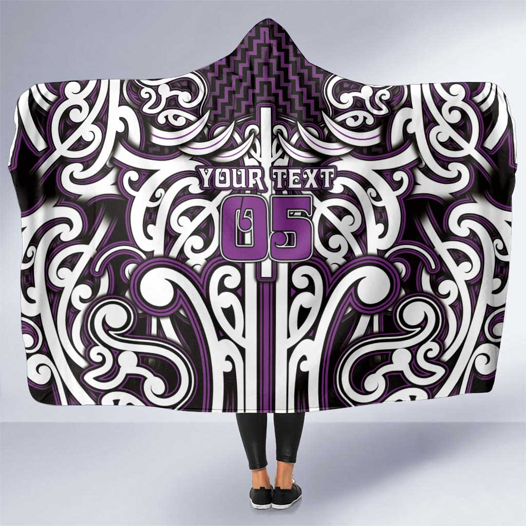 Custom Aotearoa Rangitane Hooded Blanket Maori Tribal Pattern Mix Poutama LT05 One Size Purple - Polynesian Pride