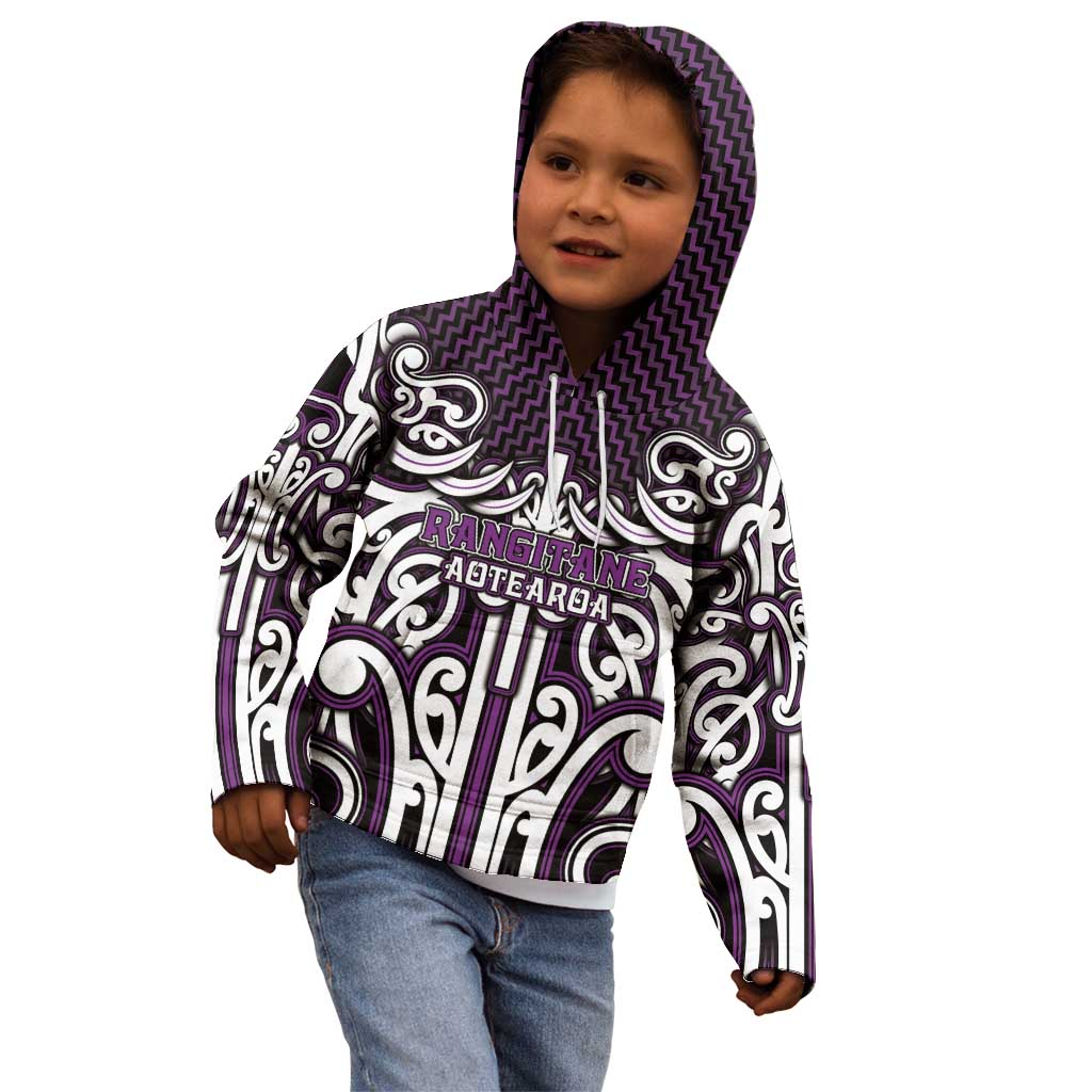 Custom Aotearoa Rangitane Kid Hoodie Maori Tribal Pattern Mix Poutama LT05 - Polynesian Pride