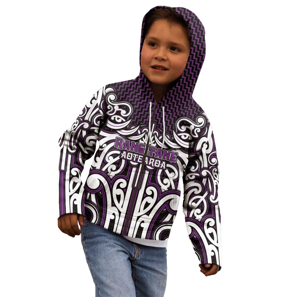 Custom Aotearoa Rangitane Kid Hoodie Maori Tribal Pattern Mix Poutama LT05 - Polynesian Pride