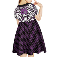Custom Aotearoa Rangitane Kid Short Sleeve Dress Maori Tribal Pattern Mix Poutama LT05 - Polynesian Pride