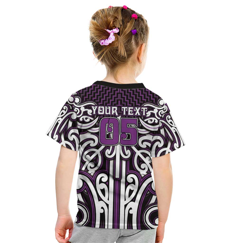 Custom Aotearoa Rangitane Kid T Shirt Maori Tribal Pattern Mix Poutama LT05 - Polynesian Pride