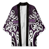 Custom Aotearoa Rangitane Kimono Maori Tribal Pattern Mix Poutama LT05 Unisex Purple - Polynesian Pride