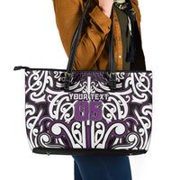 Custom Aotearoa Rangitane Leather Tote Bag Maori Tribal Pattern Mix Poutama LT05 - Polynesian Pride