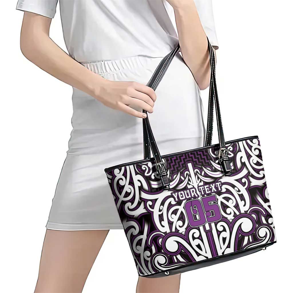 Custom Aotearoa Rangitane Leather Tote Bag Maori Tribal Pattern Mix Poutama LT05 - Polynesian Pride