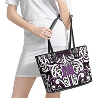 Custom Aotearoa Rangitane Leather Tote Bag Maori Tribal Pattern Mix Poutama LT05 - Polynesian Pride