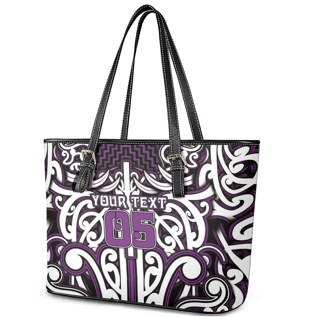 Custom Aotearoa Rangitane Leather Tote Bag Maori Tribal Pattern Mix Poutama LT05 - Polynesian Pride