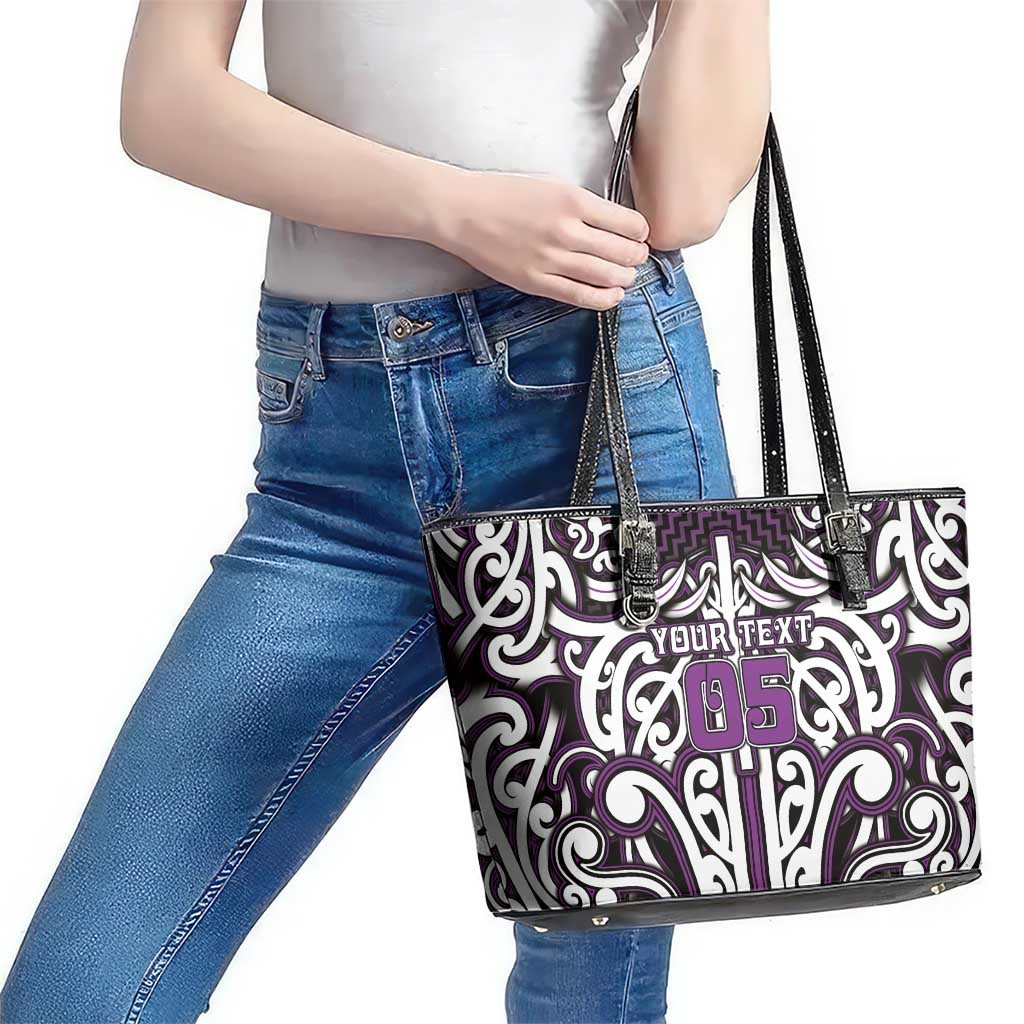 Custom Aotearoa Rangitane Leather Tote Bag Maori Tribal Pattern Mix Poutama LT05 - Polynesian Pride