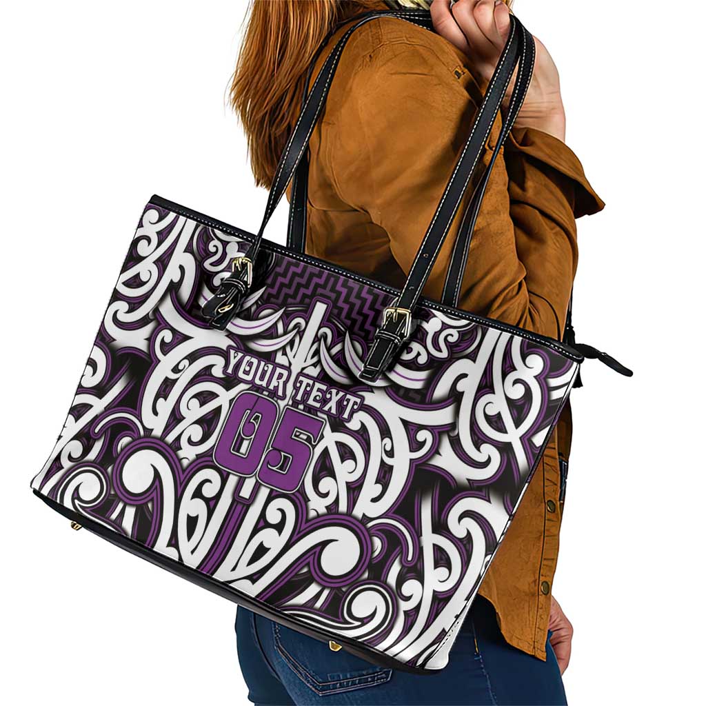 Custom Aotearoa Rangitane Leather Tote Bag Maori Tribal Pattern Mix Poutama LT05 - Polynesian Pride