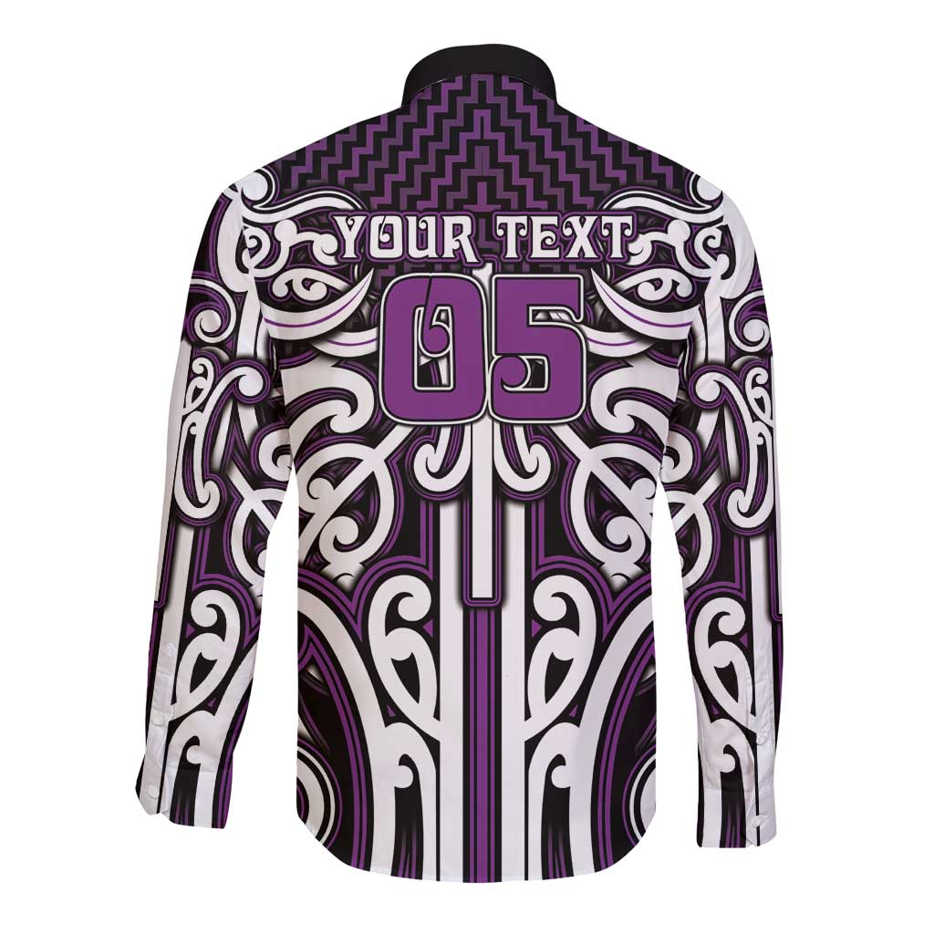 Custom Aotearoa Rangitane Long Sleeve Button Shirt Maori Tribal Pattern Mix Poutama LT05 - Polynesian Pride