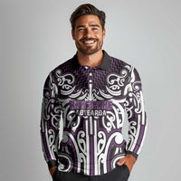 Custom Aotearoa Rangitane Long Sleeve Polo Shirt Maori Tribal Pattern Mix Poutama LT05 - Polynesian Pride