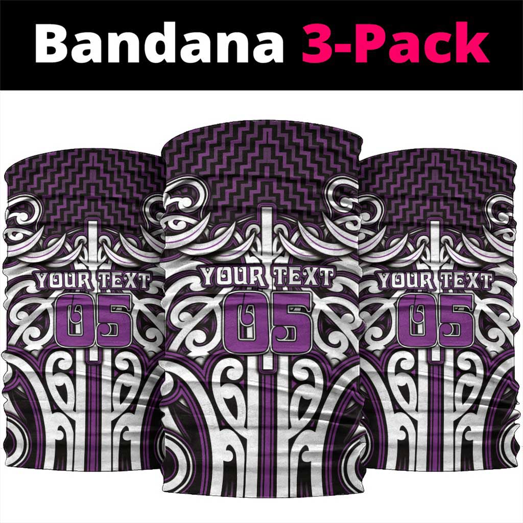 Custom Aotearoa Rangitane Neck Gaiter Maori Tribal Pattern Mix Poutama LT05 package One Size: 25*50cm Purple - Polynesian Pride