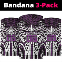 Custom Aotearoa Rangitane Neck Gaiter Maori Tribal Pattern Mix Poutama LT05 package One Size: 25*50cm Purple - Polynesian Pride