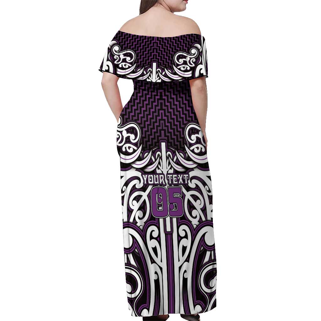 Custom Aotearoa Rangitane Off Shoulder Maxi Dress Maori Tribal Pattern Mix Poutama LT05 - Polynesian Pride