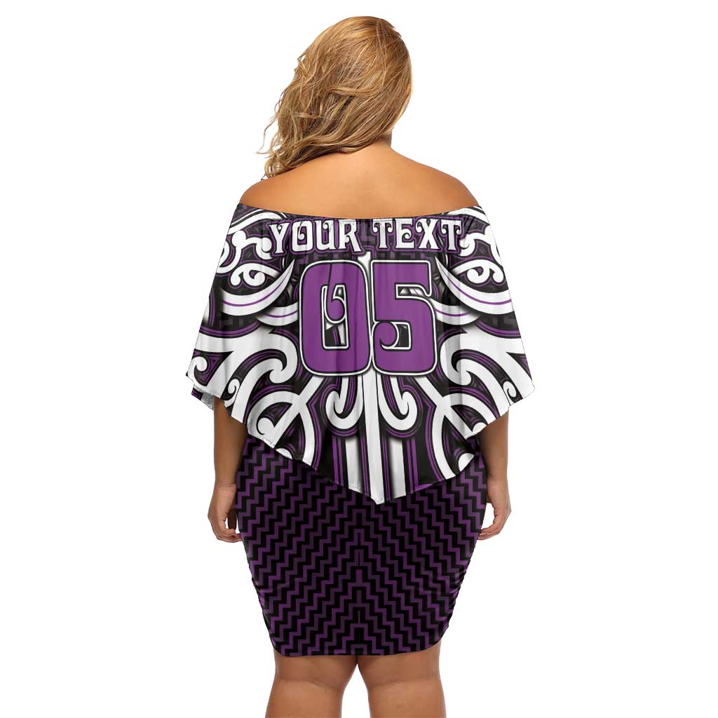 Custom Aotearoa Rangitane Off Shoulder Short Dress Maori Tribal Pattern Mix Poutama LT05 - Polynesian Pride