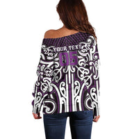 Custom Aotearoa Rangitane Off Shoulder Sweater Maori Tribal Pattern Mix Poutama LT05 - Polynesian Pride