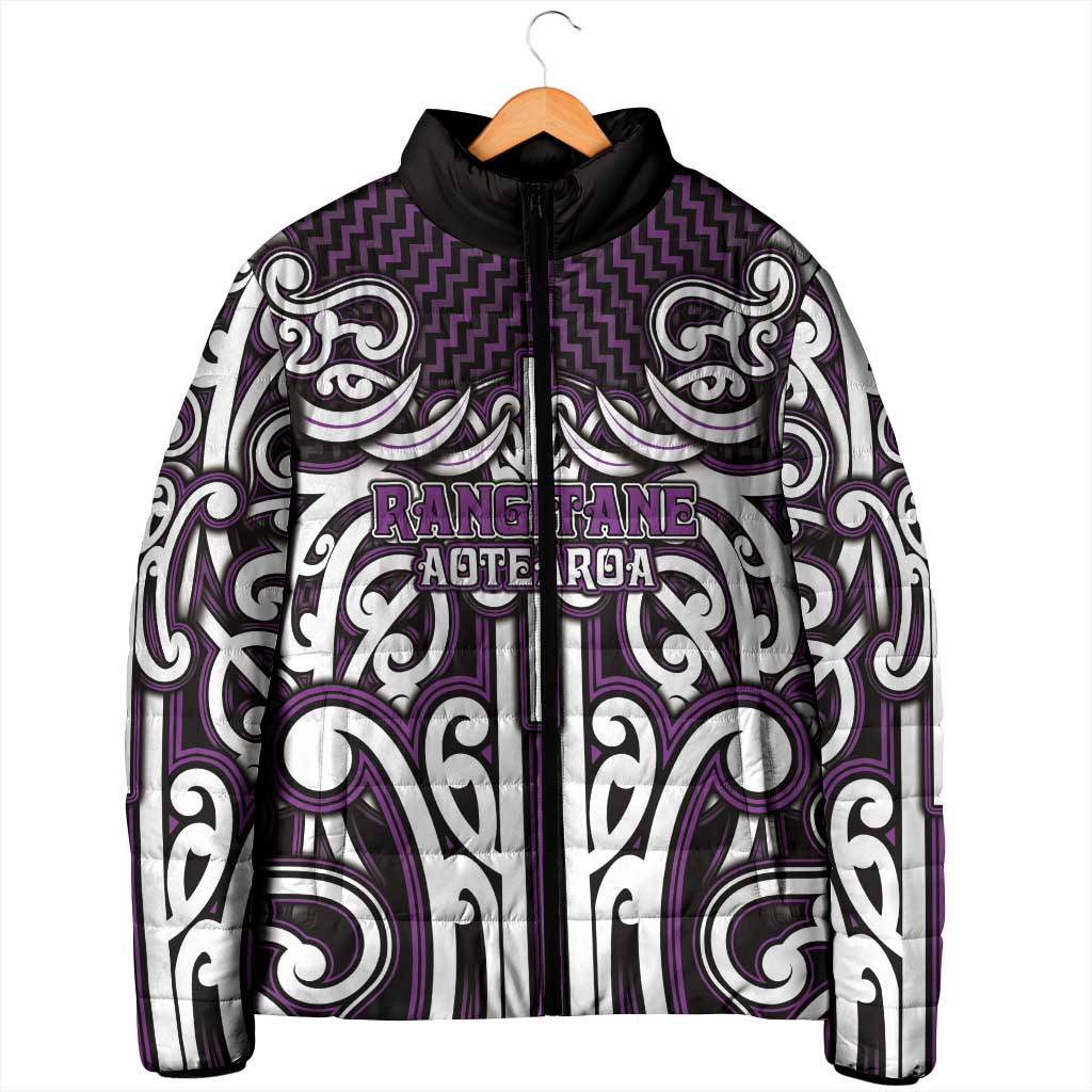 Custom Aotearoa Rangitane Padded Jacket Maori Tribal Pattern Mix Poutama