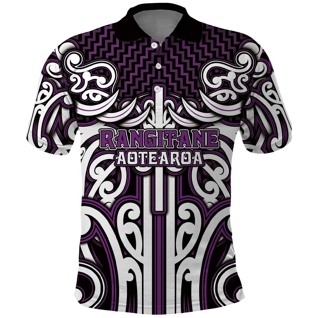 Custom Aotearoa Rangitane Polo Shirt Maori Tribal Pattern Mix Poutama LT05 Purple - Polynesian Pride