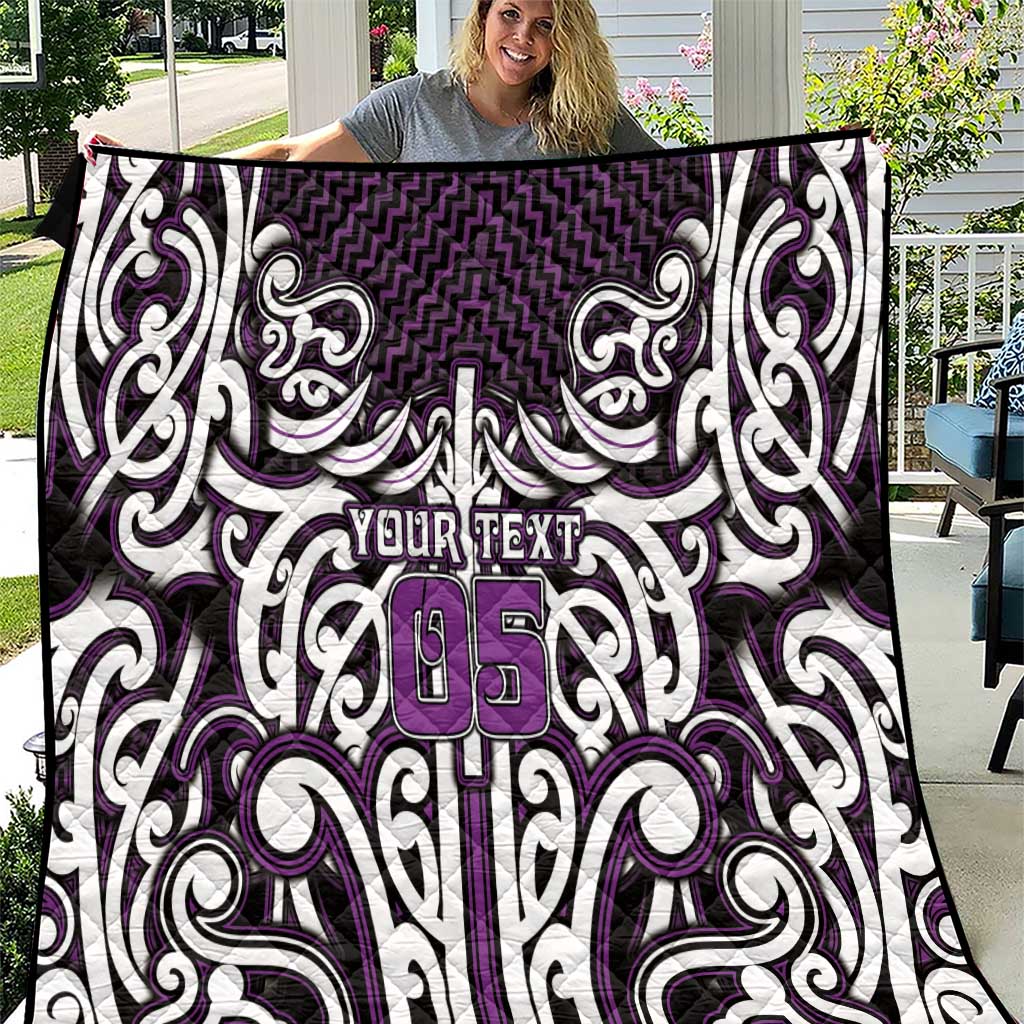 Custom Aotearoa Rangitane Quilt Maori Tribal Pattern Mix Poutama LT05 Purple - Polynesian Pride