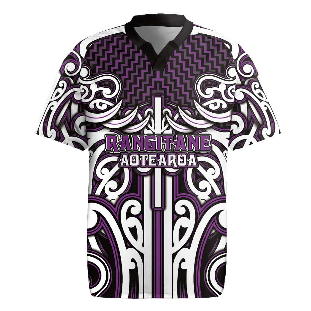 Custom Aotearoa Rangitane Rugby Jersey Maori Tribal Pattern Mix Poutama LT05 Purple - Polynesian Pride