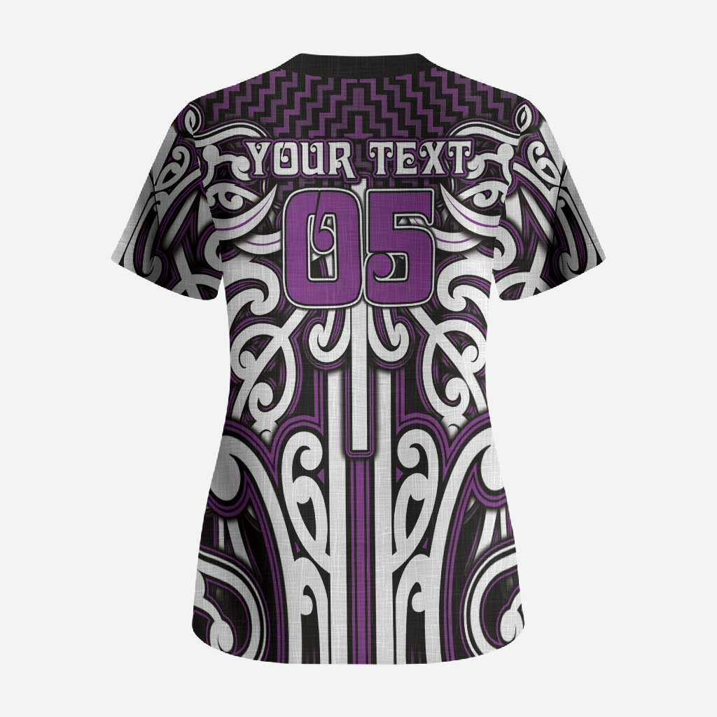 Custom Aotearoa Rangitane Scrub Top Maori Tribal Pattern Mix Poutama LT05 - Polynesian Pride