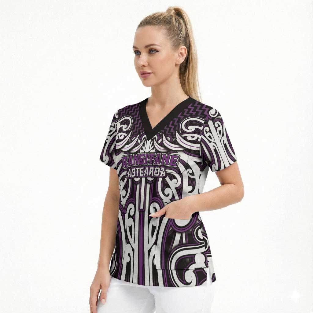 Custom Aotearoa Rangitane Scrub Top Maori Tribal Pattern Mix Poutama LT05 - Polynesian Pride