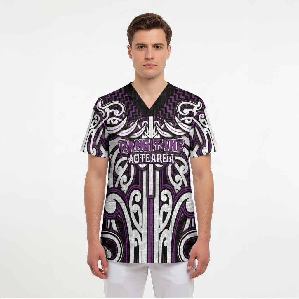 Custom Aotearoa Rangitane Scrub Top Maori Tribal Pattern Mix Poutama LT05 - Polynesian Pride