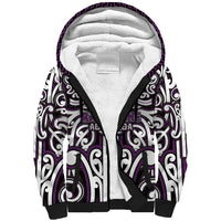 Custom Aotearoa Rangitane Sherpa Hoodie Maori Tribal Pattern Mix Poutama LT05 Unisex Purple - Polynesian Pride