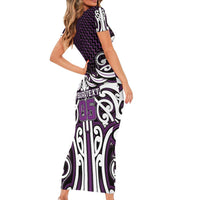 Custom Aotearoa Rangitane Short Sleeve Bodycon Dress Maori Tribal Pattern Mix Poutama LT05 - Polynesian Pride